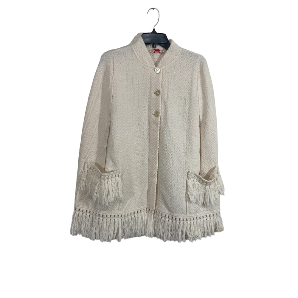 Vintage fringe shawl cape coat